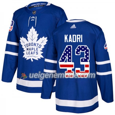Herren Eishockey Toronto Maple Leafs Trikot Nazem Kadri 43 Adidas 2017-2018 Blue USA Flag Fashion Authentic